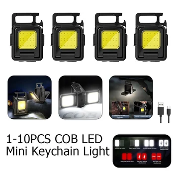 1-10 adet Taşınabilir COB Kamp El Feneri USB Şarj Edilebilir 7 Modu Mini LED el feneri Cep Anahtarlık çalışma ışığı Küçük şişe açacağı