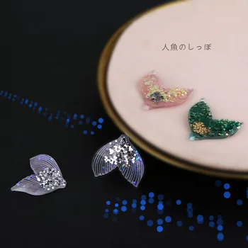 1 adet Bling Süper Peri Dıy Malzeme Reçine Kulaklık Aksesuarları Lazer Glitter Güzellik Balık Kuyruğu Kolye El Yapımı Takılar