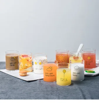 1 adet Japon tarzı Şeffaf Yaratıcı Cam Kahve Çay Kupa İçecekler Tatlı Kahvaltı Süt kupası Cam Kupalar Kolu Drinkware ev