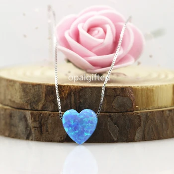 1 Adet Romantik Opal Kolye Kolye Açık Mavi Kalp Tasarım Kolye Kadın 925 Ayar Gümüş Kalp Opal Kolye Kadınlar Takı