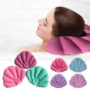 1 Adet Yumuşak Banyo Yastık Ev Rahat Spa Şişme Banyo Bardak Kabuk Şekilli Boyun Küvet Yastık Banyo Aksesuarları