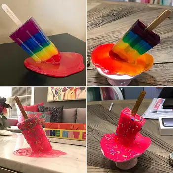 1 Adet Şeffaf Erime Popsicles Heykel Dekorasyon Yapay DIY Minyatür Reçine Zanaat Dondurma Aksesuar Ev masa dekoru