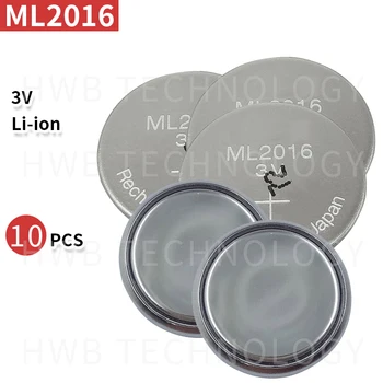 10 adet / grup Yeni Orijinal ML2016 ML 2016 3v Li-İon Lityum İyon Şarj Edilebilir Sikke Hücre Düğmesi CMOS RTC Pil Piller