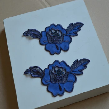 10 Adet Size17 * 14.5 cm Mavi Çiçek Yaprak Gipür Aplike İşlemeli Dikmek-On Dantel Yama DIY Coaster Düğün Dekorasyon Güzel