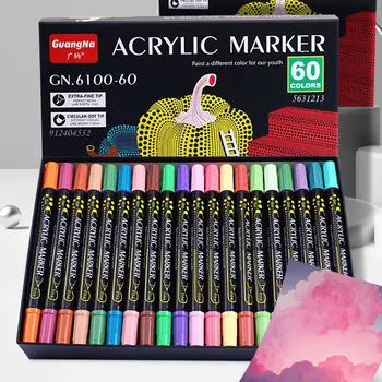 12-60 Renkler Çift Uçlu Akrilik boya kalemi Kalemler Kumaş Tuval, Sanat Kaya Boyama, Kart Yapımı, Metal, Seramik, DIY Malzemeleri