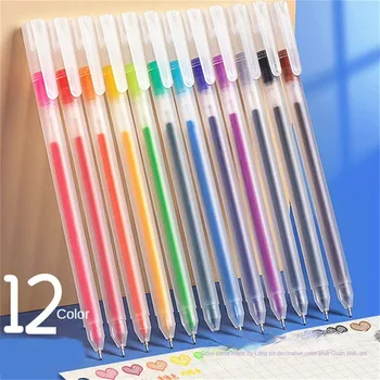 12 ADET Renkli jel kalem seti Kawaii mavi 0.5 mm tükenmez kalem günlüğü Sevimli Okul kırtasiye malzemeleri