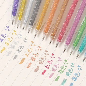 12 Renkler/set DIY Boyama Fosforlu Kalem Sevimli Glitter Renk Jel Kalem Yazma Aracı Kız Çocuklar İçin Hediyeler Okul Sanat Kırtasiye