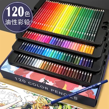 120 Renk Yağ renkli kurşun kalem Elle Çizilmiş Renkli Kalem 120 Renk boyama seti 72 Renk renkli kurşun kalem Sınır Ötesi Özel