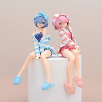 16CM Rem Anime Figürü RE: E n e n e n e n e n e n e n e n e n e Başlangıç Ömrü Başka Bir Dünya Ram Loungewear Oturan Sevimli Model Şehriye Stoper PVC oyuncak bebekler
