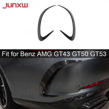 2 ADET / takım Kuru Karbon Fiber Arka Tampon Gövde Hava Firar Trim Ayırıcılar Benz AMG İçin GT43 GT50 GT53 2019 2020 Canard Spoiler FRP