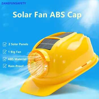 2-Güneş Fanı ABS Kapağı Güçlü Fanlı Güneş Sert Kapağı Güneş Bareti Çarpma Kapağı 2 Güneş Paneli ve 1 Büyük Fanlı ABS Kapağı
