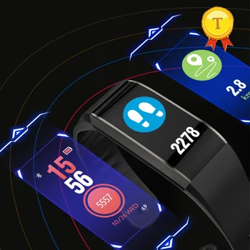 2019 büyük renkli Ekran Bluetooth Akıllı spor bilezik Band Kan Basıncı Monitörü IP67 Su Geçirmez Spor izci iphone 8 için