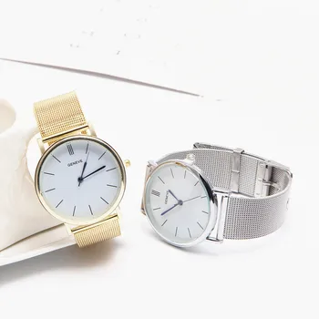 2022 Yeni Ünlü Marka Gümüş Rahat cenevre kuvars saat Kadınlar Mesh Paslanmaz Çelik Elbise Kadın Saatler Relogio Feminino Saat