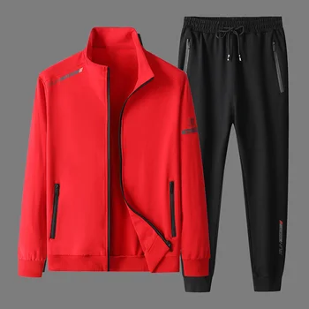 2023 Gündelik erkek İki Parçalı Set Ceket + Pantolon Giyim Artı Boyutu erkek eşofman İlkbahar Sonbahar Erkek Seti Düz Renk spor elbise