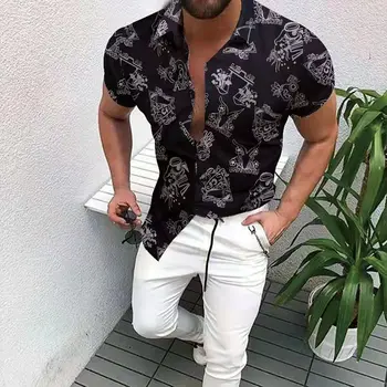 2023 Hawaii erkek gömleği 3D Baskılı Tropikal Rahat Plaj Kısa Kollu Gömlek Büyük Boy Tees Gömlek Erkek Giyim Camisa Masculina