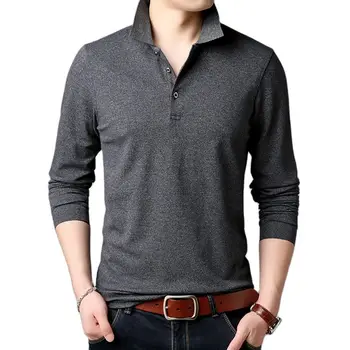 2023 Üst Sınıf Yeni Moda Markaları POLO GÖMLEK Erkek Düz Renk Uzun Kollu Slim Fit Erkek Kore Poloshirt Casual Erkek Giyim