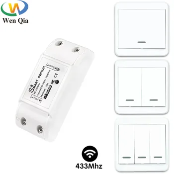 220V Akıllı Kablosuz ışık anahtarı Rf 433MHz basmalı düğme anahtarı Duvar Paneli Uzaktan Kumanda Ev LED / Lamba / Fan / Ampul açık kapalı 10A Röle