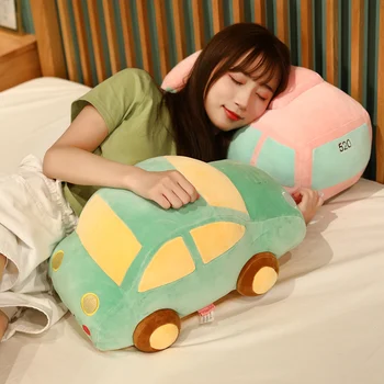 25-60CM Kawaii Otobüs Araba Modeli peluş oyuncaklar Renkli Araba Bebek Dolması Yumuşak Peluş Yastık Yaratıcı doğum günü hediyesi Erkek Çocuklar için