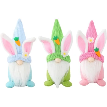 3 Adet Paskalya Cüceleri Peluş Tavşan Gnome Paskalya Knomes Süslemeleri paskalya tavşanı Dekor Cüceler Peluş