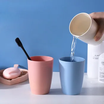 300ml Plastik bardak Çevre Dostu Buğday Samanı Fırça Diş Gargara Fincan Renkli su kupası Drinkware Ev Banyo Malzemeleri