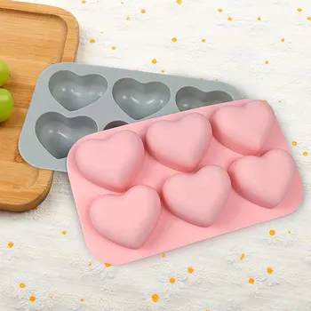 3D Kalp Şekli Sabun Kalıpları Silikon kalıp s 6 Kavite Kalp Şekli silikon kalıp için El Yapımı Sabun çikolatalı kek Yapma Kalıp