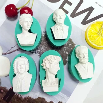 3D Portre Heykel Silikon Esnek Gıda Güvenli Kalıp Kil Reçine Seramik Şeker Fondan Şeker Çikolata sabun kalıbı