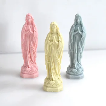 3D Retro Meryem Heykel silikon kalıp Dıy Klasik Servet Tanrıçası Servet Mum Kalıp Vaftiz Anneler Günü Hediyesi