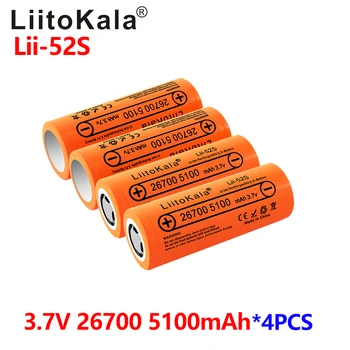 4 adet Liitokala Lİİ - 52S Sınıf A 3.7 V 26700 5200mAh 20A Güç şarj edilebilir Lityum pil 3.7 V 5100mA için Uygun el Feneri