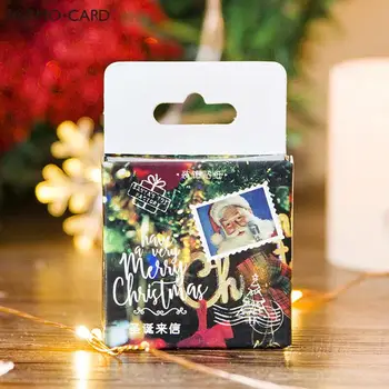45 adet / kutu Merry Christmas Damga mini kağıt etiket dekorasyon DIY günlüğü scrapbooking conta etiket kawaii kırtasiye