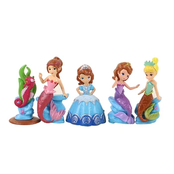 5 adet / grup Sofya İlk Figürü Oyuncak Prenses Sofia Mermaid Deniz Atı Güzellik Modeli Bebekler Çocuklar için Hediye