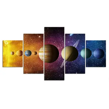 5 Adet Güneş Sistemi Gezegen Galaxy Dekor 5 Adet Duvar Posteri Odası Dekor Modern Resimler Sanat HD Baskı Ev Dekor Yok Çerçeveli