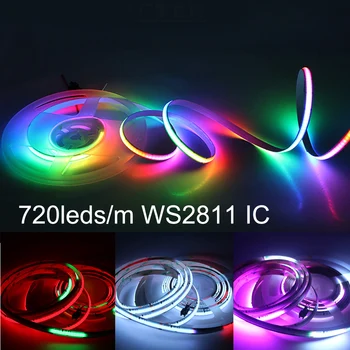 5 M WS2811 PİKSEL LED ŞERİT ışık Rüya renk Akan COB RGB IC Esnek Adreslenebilir BANT LAMBASI DC12V / DC24V 10 piksel 720 LEDs / M