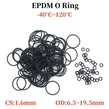 50 adet EPDM O-ring Contalar Kalınlığı CS 1.6 mm OD 6.5 ~ 19.5 mm EPDM Otomobil Yuvarlak O Tipi Korozyon Yağa Dayanıklı conta pulu
