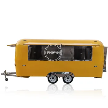 5M Paslanmaz Çelik Sıcak Köpek Arabası Dondurma mobil gıda kamyonu Kahve Catering İmtiyaz Airstream Fast Food Römork