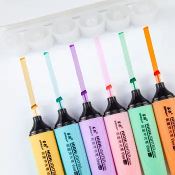 6 Adet Fosforlu Kalemler Yaratıcı Renkli Floresan Kalemler Çabuk kuruyan işaretleyici kalem Notlar için Öğrenci Kırtasiye Okul Malzemeleri