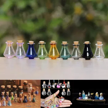 8/10/12/15 / 20X Sektörü Sha[e Mini Cam Renkli Şişeler Sevimli mantarlı şişeler Küçük Şişe Hediye Küçük Kavanoz Şişeleri Bebek Vase9 Renkler