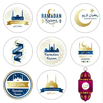 90 adet Eid Mubarak Ambalaj Sızdırmazlık Etiket Şeker Çantası Hediye Kutusu Etiketleri Çocuklar İçin Doğum Günü Partisi Eid Al-Fitr Dekor Malzemeleri 4x4cm