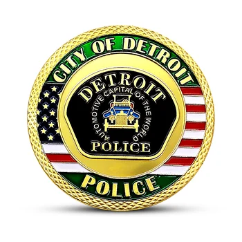 ABD Detroit Polis Rozeti Hatıra Paraları Mücadelesi Coin Hediyeler Koleksiyon El Sanatları