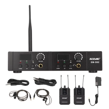 ACEMIC EM-D02 / EM-D01 Kablosuz Kulak Monitör Sistemi Profesyonel Sahne İzleme Alıcısı Bant Sahne Stüdyo ABD Plug 100-240V