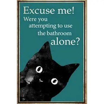 Afedersiniz Kedi Komik Banyo Metal İşareti 12 