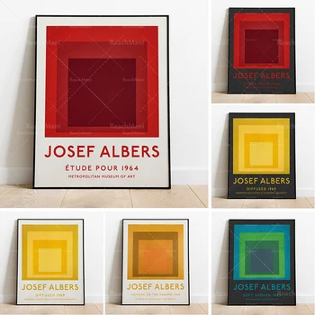 Affiche d'exposition de Josef Albers, impression de Josef Albers, impression d'art, peinture abstraite, décoration murale, décor
