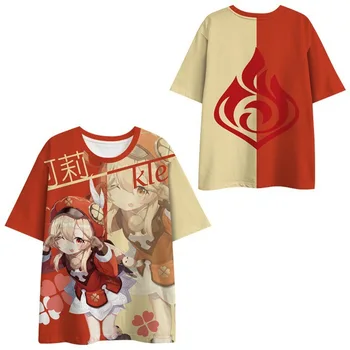 Anime Oyunu Genshin Darbe 3D Baskı Kawaii T-shirt Kadın Erkek Klee T Shirt Streetwear Boy Tees Tops Çocuk Erkek Kız Giyim