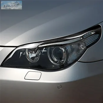 Araba Styling Aksesuarları BMW E60 5 Serisi 04-2011 için Karbon Fiber Far Kaşları Göz Kapakları Ön Far Kaşları ayar kapağı