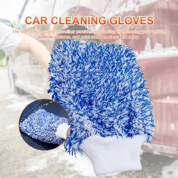 Araba temizlik eldiveni Çift taraflı Mercan Polar Ultra Yumuşak Mitt Mikrofiber Kolay Kuru Otomatik Detaylandırma Araba Temizleme bulaşık eldivenleri