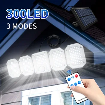 Açık güneş ışıkları hareket sensörü spot 5 kafaları 300 LED güneş sokak lambası su geçirmez bahçe güneş odak duvar güvenlik ışığı