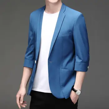 Bahar Erkekler Uzun Kollu Elbise Ceket Düğmesi Mavi Takım Elbise Blazer Rahat Yüksek Kaliteli Iş Ofis Giyim Takım Elbise Ceket Artı Boyutu 4xl