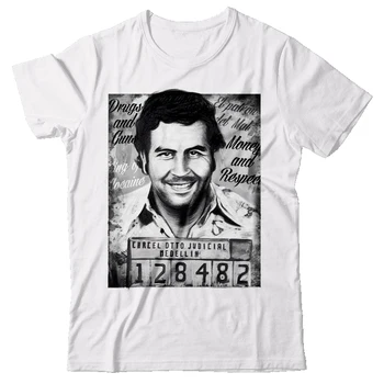 Baskı O-Boyun Pablo Escobar Mugshot T Gömlek-Narcos Ot Yaz Tarzı T Gömlek Erkekler Pamuk Tees Streetwear