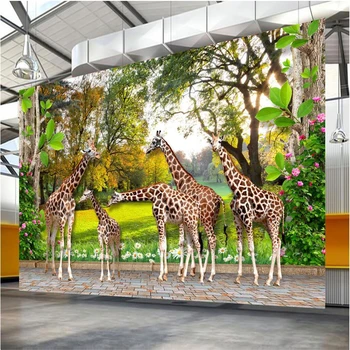 beibehang Büyük Özel Fresk Hayvanlar Dünya Zürafa Ev ve Orman Küpleri 3D 3D Duvarlar papel de parede 3d duvar kağıdı