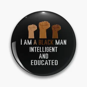 Ben Bir Siyah Adam Akıllı Ve Eğitmek Yumuşak Düğme Pin Sevimli Kadın Moda Şapka Yaka Hediye Karikatür Yaratıcı Dekor Metal