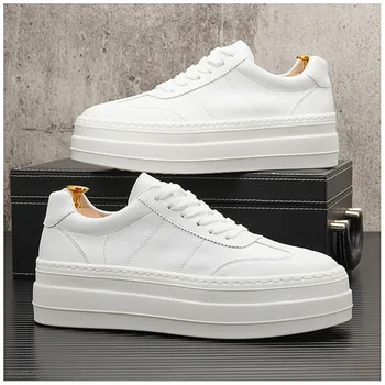 beyaz Deri erkek Rahat platform ayakkabılar Hip Hop Sneakers Flats Ayakkabı Loafer'lar Chaussure Homme